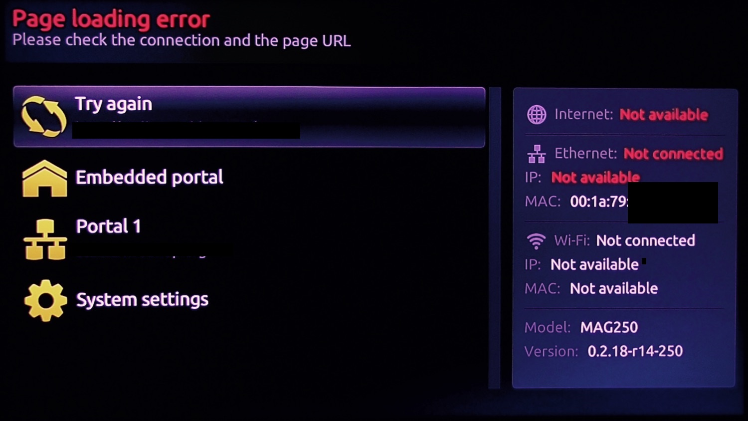 MAG problems - page loading error